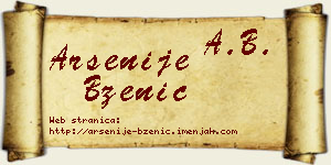 Arsenije Bzenić vizit kartica